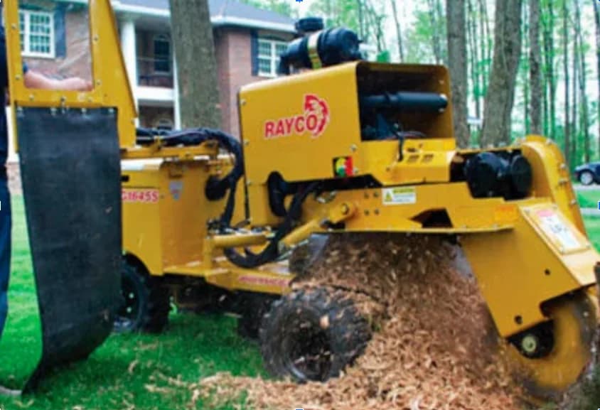 Stump grinding equipment in action in Wilmington MA